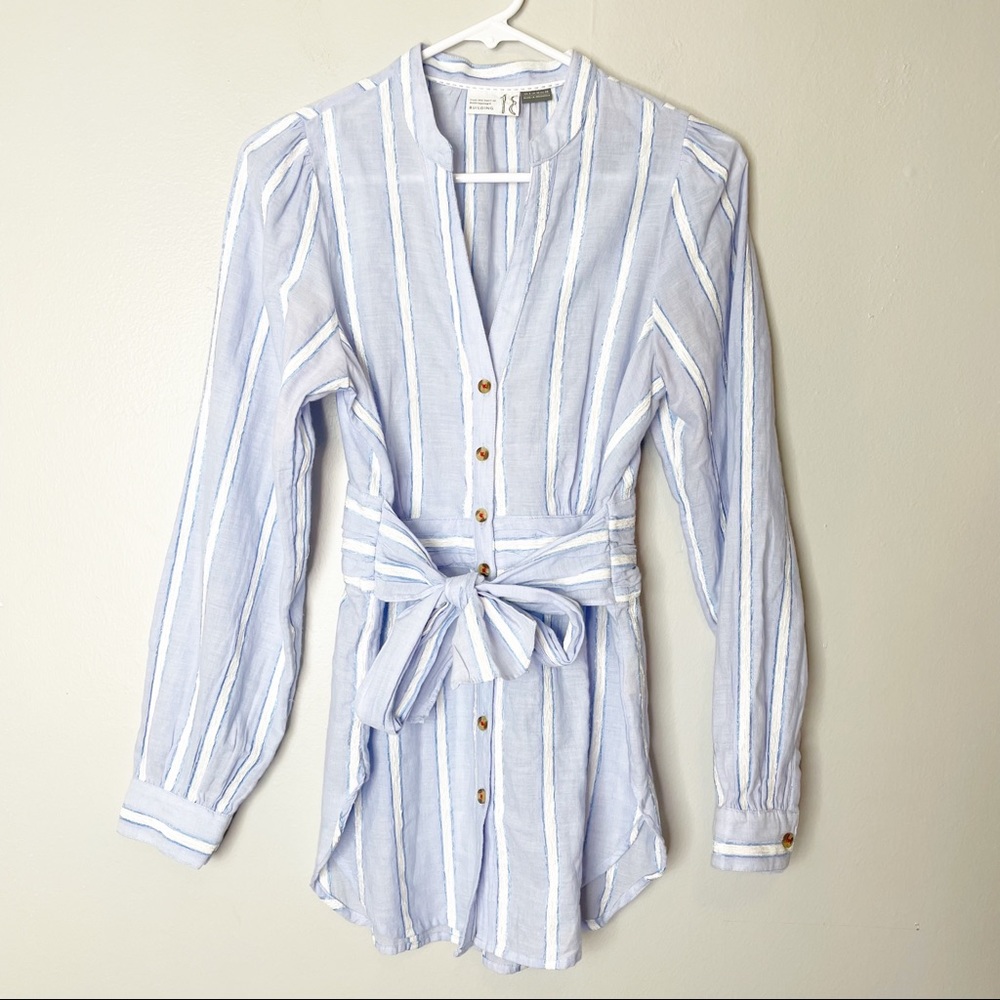 Anthropologie Cotton Long Sleeve Buttom Front Blouse Size 6